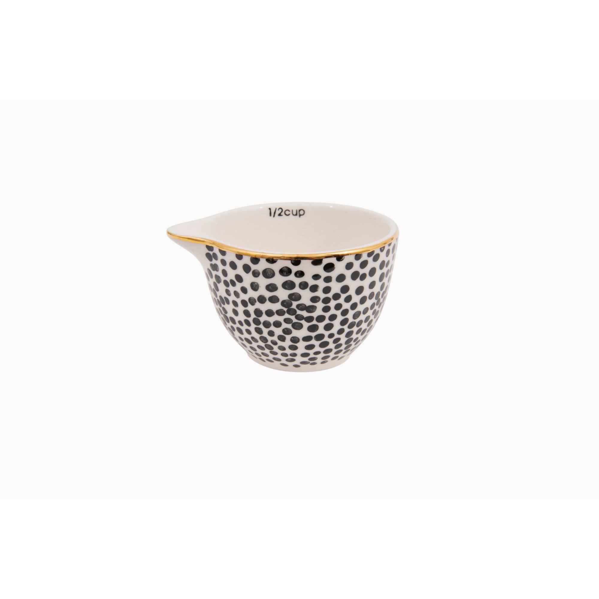 Hello Honey® Black & White Stoneware Measuring Cups with Gold Electroplating, 4ct.